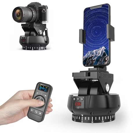 Tripod Head, Tripod Ball Head 360 Degree Rotating Panoramic, Motorized Panoramic Head with 2.4G Wireless Remote Control and Cell Phone Clip, Monopod, Slider, DSLR Camera, Camcorder