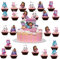 25 Stücke Geburtstagskuchen Deko,Cupcake Toppers,Cake Topper,Cartoon Anime Geburtstag Cupcake Toppers Set,Personalisiert Kuchendeko für Mädchen
