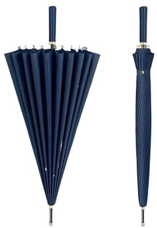 BoBoBn 24-Knochen-Regenschirm mit langem Schaft, automatisch öffnender Golfschirm, winddichter Unisex-Regenschirm(Blue)