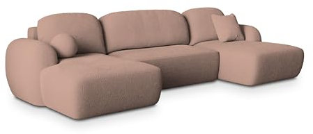 Masseno Ecksofa Savona N mit Schlaffunktion U-Form, Sofa mit Bettkasten, Wohnzimmersofa, Couch, Soffa, Bettsofa, Couchgarnitur- Rosa, Now OR Never 61