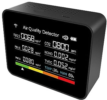 13 In 1 Tuya Intelligent Air Quality Monitor Indoor, tragbarer CO2 -Detektor, unterstützen Sie die Remote -App -Steueralarmfunktion mit dem WLAN -Luftqualitätstester für Home (Schwarz)