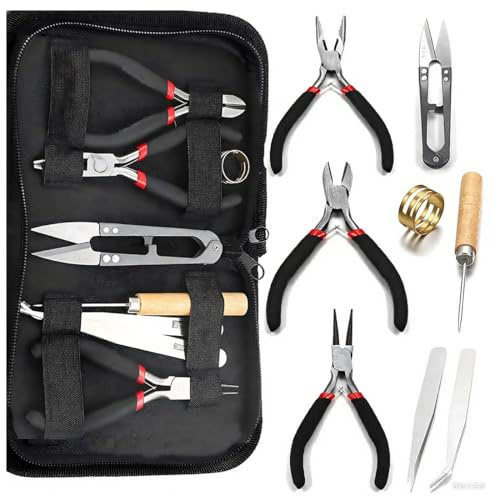 Pinze per bigiotteria,8 pcs/Set Kit Strumenti per Bigiotteria Attrezzi di Monili Pinze Kit Di Strumenti Riparazione Taglierine per Creazione di Perline Riparazione di Gioielli Fai da Te