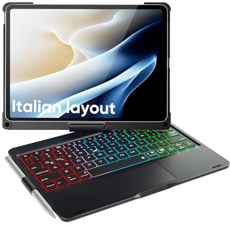 doqo Custodia Tastiera iPad Air 11 & iPad Pro 11 & Trackpad,Rotazione 360°