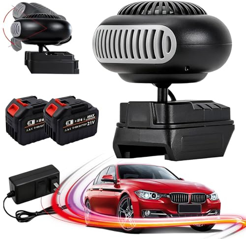 2026 New Battery Operated Space Heater, Portable Heater Battery Powered, 360° Adjustable Quiet Car Window Defroster, 1500mAh Fast Long Lasting Heating,Safe for Cars/Office/Golf Cart (2Sets-2Batteries)