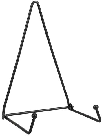 WOONEKY Metal Wall-Mounted Plate Hanger and Small Foldable Display Stand Black Medium Size Metal Plate Holder Picture Frames and Recipe Books