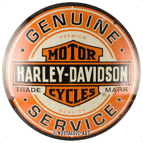 Nostalgic-Art Retro Blechschild, Ø 35 cm, Harley-Davidson – Genuine Service | Original Harley-Davidson Lizenzprodukt (OLP), aus Metall, Vintage Design, Blechschilder Sprüche, Geschenk-Idee für Biker