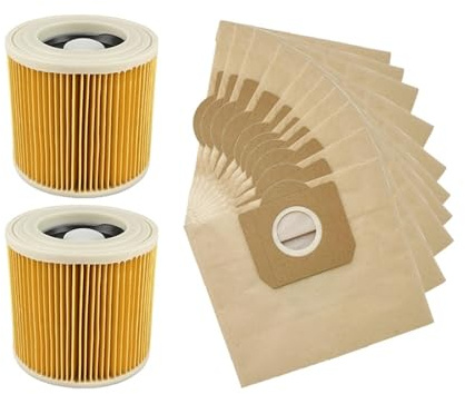 Compatible For Karcher WD3,MV3 WD3 Premium Aspirateur Sec Et Humide SE4001 MV1 WD3200 WD3300 A2204 A2656 Filtre De Sac À Poussière De Remplacement(12pcs)