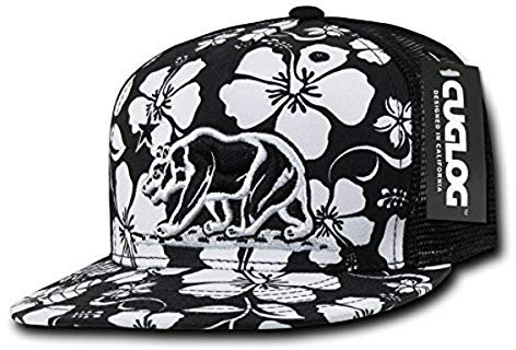 Cuglog Floral Trucker Cap 5 Panel Cali Bär, Schwarz