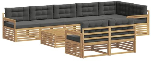vidaXL Outdoor-Sofagarnitur 9 pcs Weiß und Anthrazit Polyester, Gartenlounge, robuster Outdoor-Sofa, modulares Möbel für Terrasse, Sitzbereich und Gemütlichkeit