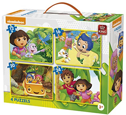 King 4 in 1 Nickelodeon Cartoons Puzzlespiel Set (12, 16, 20 & 24 Stück)