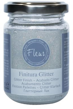 FLEUR DESIGNER'S PAINT | Vernice Trasparente e Glitterata a Base d'Acqua, Adatta su Qualsiasi Superficie, Fleur Specials, Colore Silver, Made in Italy, Formato 130 ml