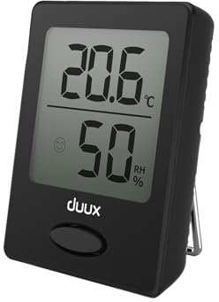 Duux Sense Thermometer und Hygrometer 2-in-1, Luftfeuchtigkeitsmesser Innen mit Magnet & Aufhängeloch, Raumthermometer Innen, Feuchtigkeitsmessgerät Digital