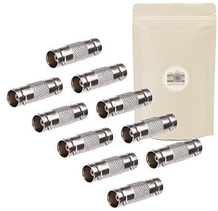 Adaptout 10X Adaptateur Coupleur I Prise BNC Femelle vers BNC Femelle Fiche s Video SDI Coaxial Camera Surveillance CCTV Rallonge Extension Connecteur - 50 Ohm