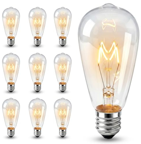 Abeja 10 Pack ST40 Replacement Bulbs for Outdoor String Lights, 7 Watt- E17 Screw Base ST40 Replacement Clear Glass Incandescent Light Bulbs for Outdoor Patio Edison Bulb String Lights, Warm White