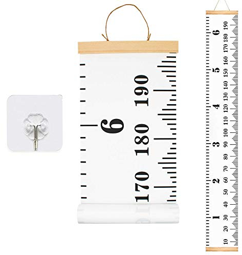 Messlatte Höhe Diagramm HUYU Messleiste Kinder Kinder Leinwand Wachstum Chart Wall Chart Wachstumsmesser, hängendes tragbares aufrollbares Baby Diagramm für Kinder im Kinderzimmer Dekor Weiß 200x20cm