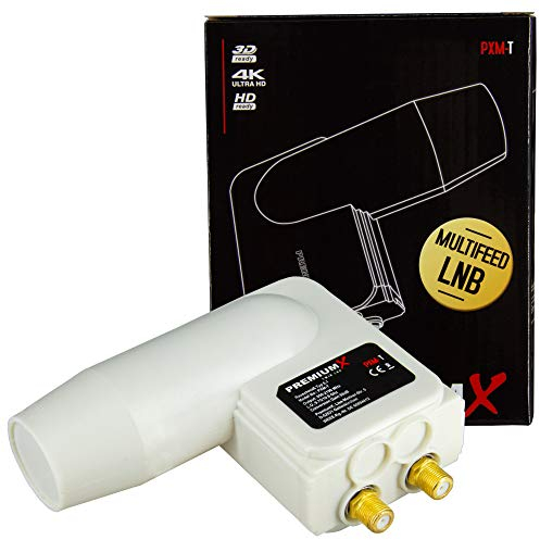 Premium X Twin LNB Rocket - 2Fach - für 2 Teilnehmer - 4K Full HD - mit Wetterschutz und LTE Filter für Satellitenschüssel Digital TV Fernseher SAT Receiver - Weiß