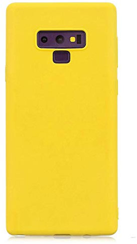 cuzz Cover per Samsung Galaxy Note 9+(1 pezzi proteggi schermo in vetro temperato) tinta unita premium flessibile in silicone TPU custodia sottile ultra leggera antiscivolo (giallo)