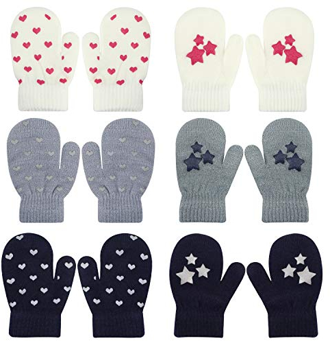 QKURT 6pcs Kleinkind Stretch-Fäustlinge, Unisex-Strickhandschuh Kinderhandschuh Winterhandschuh für den täglichen Gebrauch