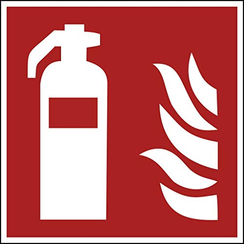 Aufkleber Brandschutzzeichen „Feuerlöscher“ Symbol Folie selbstklebend nach ISO 7010 Rot (F001) | 5-40 cm Made in Germany, Größe: 5x5cm