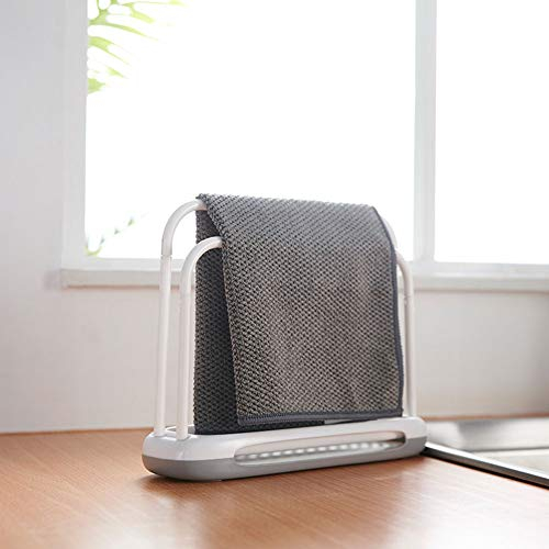 Mnkyer Detachable Towel Storage Rack Dishcloth Sponge Drying Rack with Diatomite, Quick-Drying Water Absorbing Double Rod Rag Stand