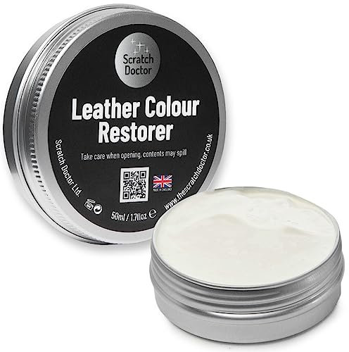 Scratch Doctor Leather Colour Restorer Recolouring Balm Repair Treatment for Faded & Worn Absorbent Leather Furniture, Sofas, Chairs (Light Cream, 50ml)