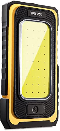 WARSUN Lampe de Travail d'atelier à LED rechargeable Lampe d'inspection COB Lampe de poche magnétique portable 1500LM pour le camping, la randonnée et les urgences (jaune)