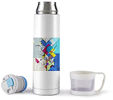 Quattro stagioni Art Graffiti Vacuum Flask 500ml Bottiglia di acqua in acciaio inox isolata bottiglia termica con tazza per bevande calde caffè tè