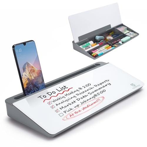 Kleines Whiteboard aus Glas, trocken abwischbar, Computertastatur-Ständer mit Schublade, Schreibtisch-Organizer mit Zubehör für Büro, Zuhause, Schulbedarf