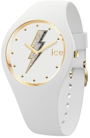 ICE-WATCH - Ice Glam Rock Electric White - Montre Blanche pour Femme avec Bracelet en Silicone - 019857 (Small)