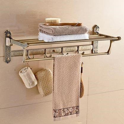 Hensftods Badregale aus massivem Messing, Wandmontage, zusammenklappbar, Handtuchhalter, Heimdekoration, Rot
