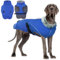 DENTRUN Hundemantel Grosse Hunde, Ärmellose wasserdichte Hundejacke, Hunde Reflektierende Fleecejacke, Winddichter WintermantelHunde, Winddicht Outdoor Hundejacke(Blau,XL)