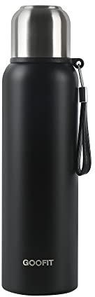 GOOFIT Thermos, 800 ML, étanche, sans Bpa, Thermos en Acier Inoxydable, Bouteille Isotherme pour Café, Thé, Parfaite pour L’Extérieur, Le Travail, Les Enfants, L’éCole (Noir)