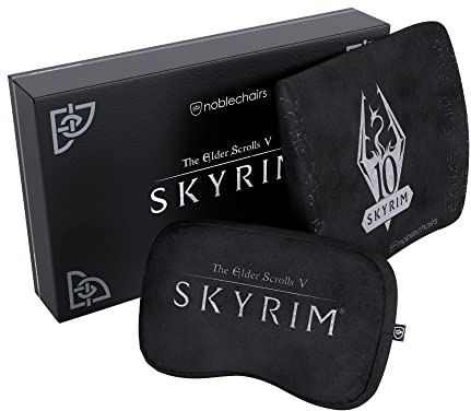 noblechairs Skyrim Edition Memory Foam Kissen-Set, Kissen für Gaming-Stühle, Ergonomisches Kissen-Set, Stuhlkissen mit Lendenwirbelstütze