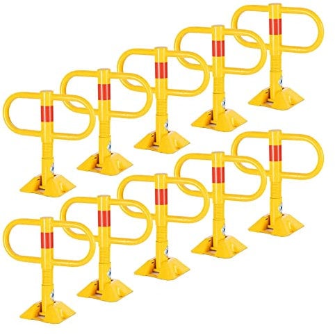 Stagecaptain PPS-47XL Parkplatzschloss 10x Set - Stationäre, klappbare Parkplatzsperre für Parkplätze - Abschließbar (3 Schlüssel inklusive) - Federnd gelagert - Aus robustem Stahl - Gelb