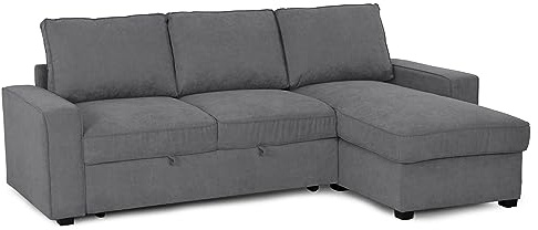 BUDWING Nina 3-Sitzer-Schlafsofa, wendbare Chaiselongue (Linke oder rechte Seite), mit Stauraum, aus Polyestergewebe, Gesamtmaße 239 cm (Breite) x 153,5 cm (Tiefe) x 86,5 cm (Höhe)