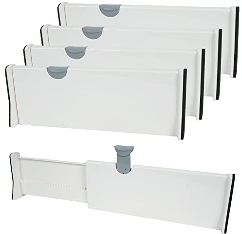 KOSHIFU 4er-Set Schubladentrenner Verstellbar Küche Schubladenteiler Organizers 27,8-43,5cm Kunststoff Schubladen Trenner Schubladen Organizer Separatoren für Küche, Kommode, Badezimmer, Schlafzimmer