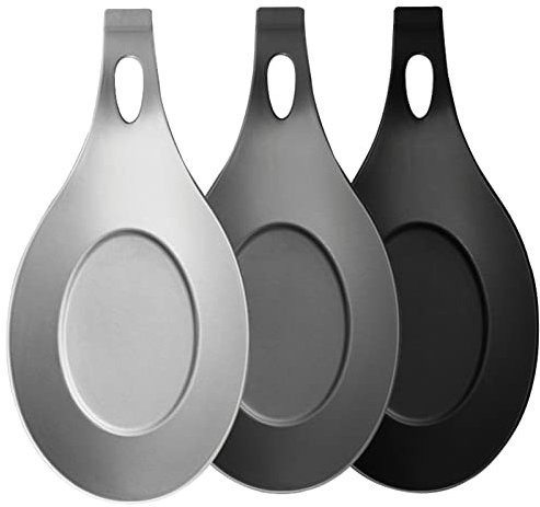 Lot de 3 repose-cuillères en silicone pour dessus de cuisinière, résistant à la chaleur, support de cuillère en silicone robuste pour ustensiles de cuisine, spatule, pince, louches (multicolore)