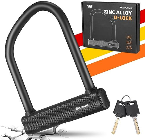 LuTuo Candado en U para bicicleta con 2 llaves resistentes antirrobo, 13,7 mm de acero al carbono de alta seguridad en U para bicicleta