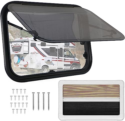 GEJLELDS Wohnmobil Wohnwagen Acrylglas Fenster Doppelschichten, Schiebefenster mit Sonnendach und Moskitonetz,700 * 500mm
