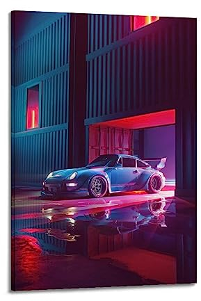 KWID Auto Poster RWB Stil Poster Dekorative Malerei Leinwand 24x36inch(60x90cm)