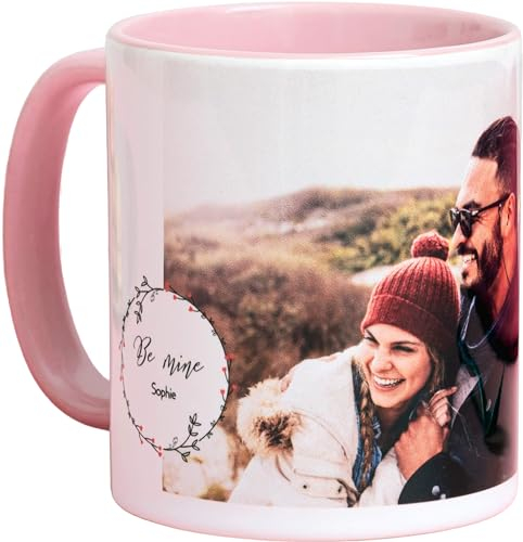 Smartphoto Mug personnalisé avec photo - Pour hommes et femmes - Idée de cadeau pour le mariage, l'anniversaire, future maman naissance, la fête et la Saint-Valentin - Ceramique - Rose
