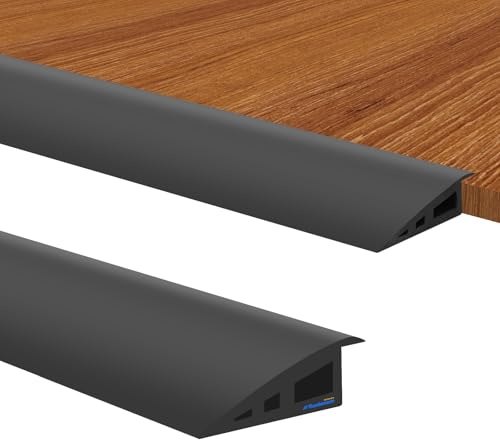 Ruedamann 6.6 Ft Threshold Transition Strip, 1 1/5~1 2/5 Rise Rubber Threshold Ramp, Overlap Edge Reducer, Doorway Edge Trim and Mats for Laminate Doorway, Carpet, Floor, Tile