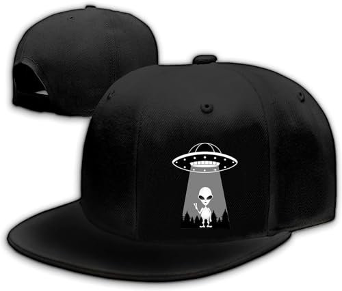 Snapback Hüte für Männer Schädel Hut Flat Bill Hut für Jungen Snap Rucksack Baseball Cap Skelett Hand Schwarz, Ufo-Aliens, 1