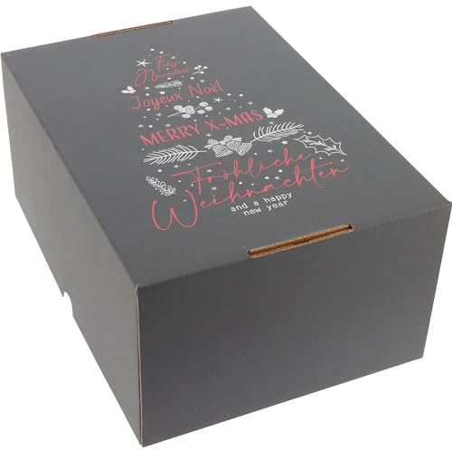 ratioform | Stülpdeckelkarton Motiv International Christmas Tree | VE 25 Stk | Innenmaße 305 x 215 x 150 mm | anthrazit