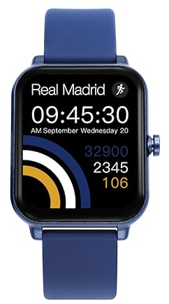 Real Madrid SmartWatch RM2001-30 - Unisex, 43,6x37,5 mm,Elegante Azul, Funciones Avanzadas (Azul)