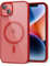 oakxco for iPhone 14 Plus Case Clear Magnetic Compatible with Magsafe, Thin Slim Transparent Non Yellowing, Hybrid Soft Silicone Bumper & Hard Plastic Protective Cover for Women, Red