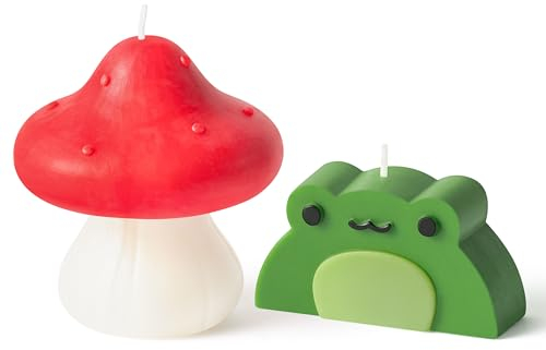 Adval9Vram Frosch Pilz Kerzen Geschenke - Natürliches Sojawachs Kiefernduft Aromatherapie Kerzen, Kartoon Tier Stumpenkerze Körper Stressabbau Duftkerzen für Yoga Massage Schlafen Badezimmer