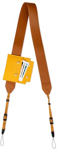 VOVMOEYA Sangle Appareil Photo en cuir PU, sangle de cou pour Sony Alpha 7 IV A6400 pour Fujifilm X100VI pour Canon pour Nikon bandoulière pour appareil photo avec poche - Marron