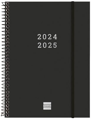 Finocam - Terminkalender Espiral 18 Monate 2024 2025 Horizontale Wochenansicht Juli 2024 - Dezember 2025 (18 Monate) Schwarz International