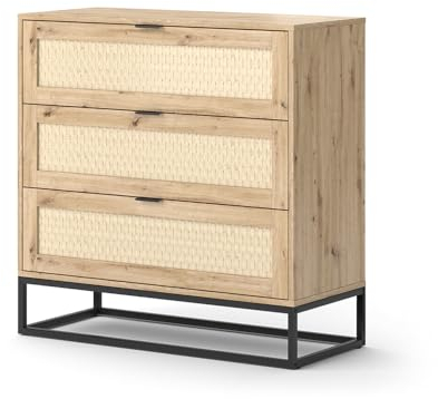 Vicco Kommode Natal, Eiche, 92 x 92.5 cm mit 3X Schubladen